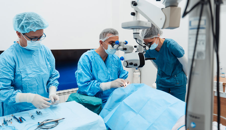 Woman having an eye check