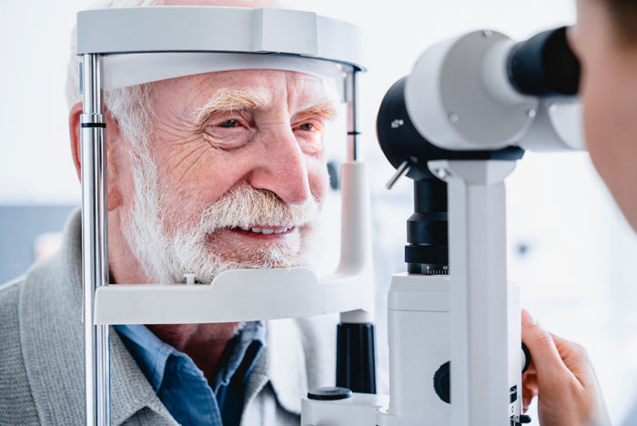 Eye doctor and her old patient